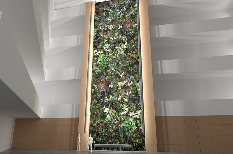 A rendering of what the Biowall could look like in its updated form in the future. Renderings courtesy Intravision, which is also providing the new lights.